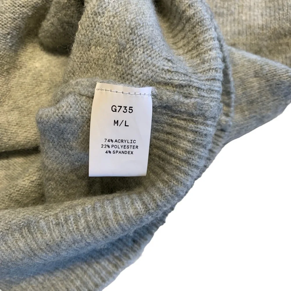 Kerisma Oversized Slouchy V-Neck Sweater Gray Knit Pullover Women's M/L